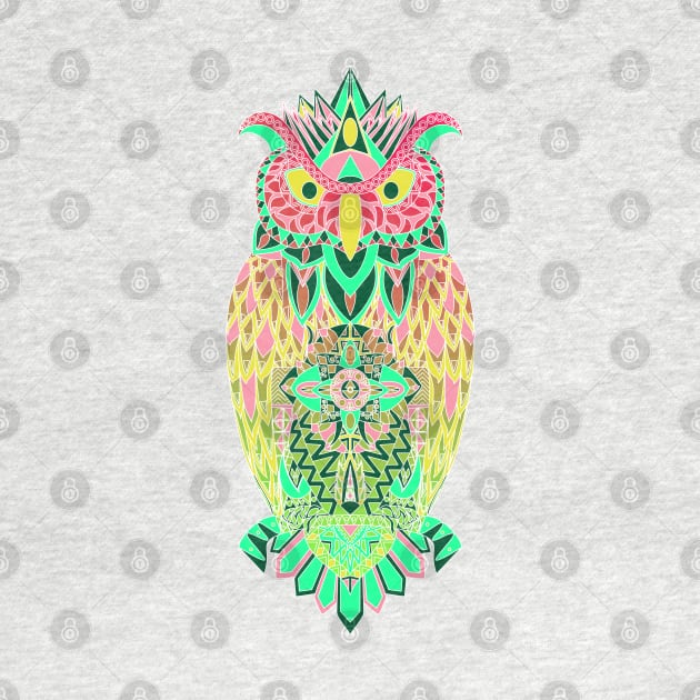 owl of wisdom pattern ecopop in boho style by jorge_lebeau